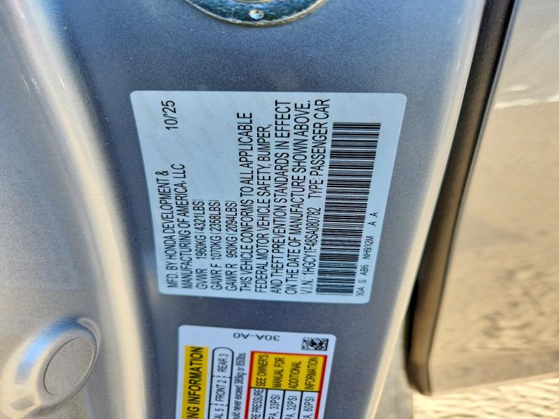 52816266 :رقم المزاد ، 1HGCY1F48SA080782 vin ، 2025 Honda Accord مزاد بيع