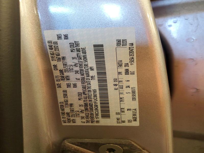 2015 Ford Escape მანქანა იყიდება აუქციონზე, vin: 1FMCU9G91FUC66165, აუქციონის ნომერი: 53693566