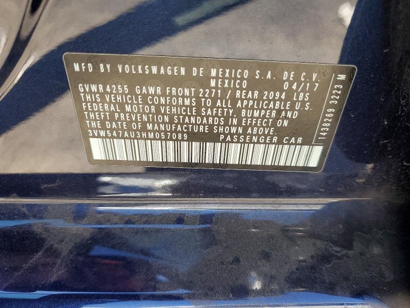 52759746 :رقم المزاد ، 3VW547AU3HM057089 vin ، 2017 Volkswagen Gti مزاد بيع