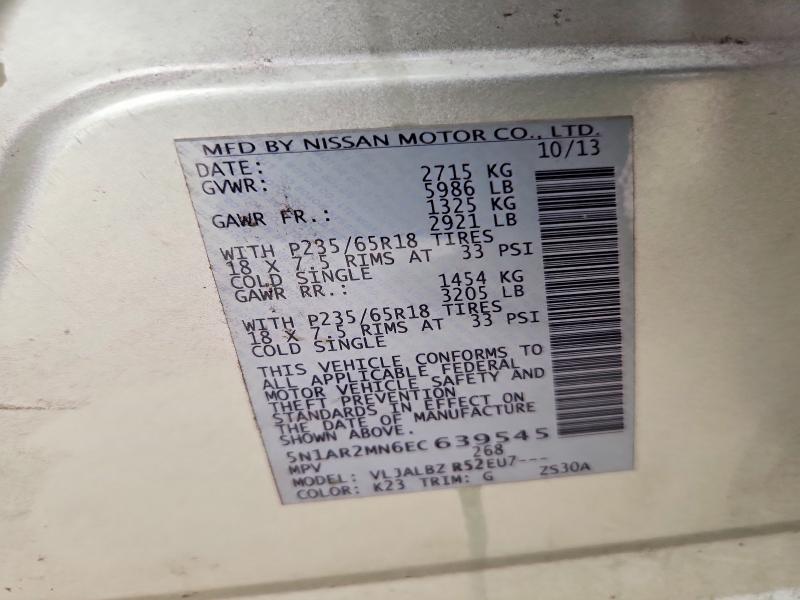 Продажа на аукционе авто 2014 Nissan Pathfinder, vin: 5N1AR2MN6EC639545, номер лота: 53366646