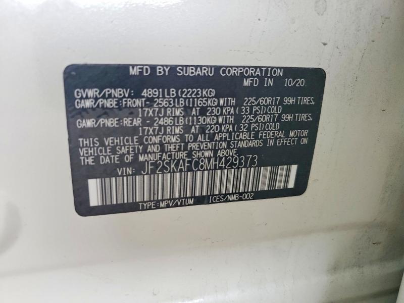 Продаж на аукціоні авто 2021 Subaru Forester, vin: JF2SKAFC8MH429373, номер лоту: 53922236