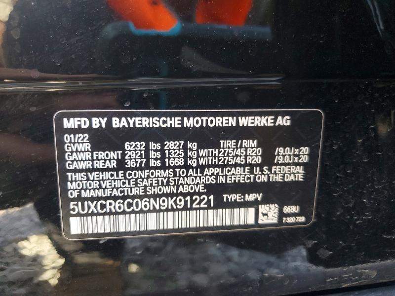 Aukcja sprzedaży 2022 Bmw X5, vin: 5UXCR6C06N9K91221, numer aukcji: 52174596