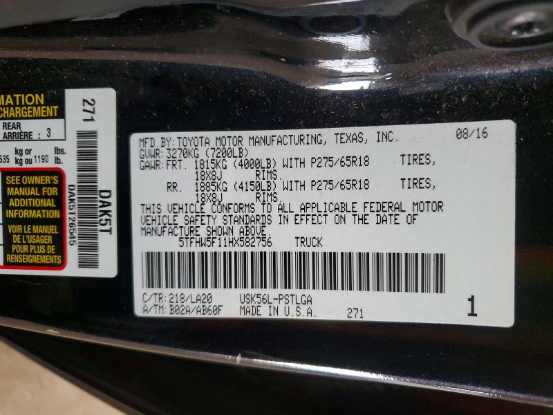 Продаж на аукціоні авто 2017 Toyota Tundra, vin: 5TFHW5F11HX582756, номер лоту: 54182026