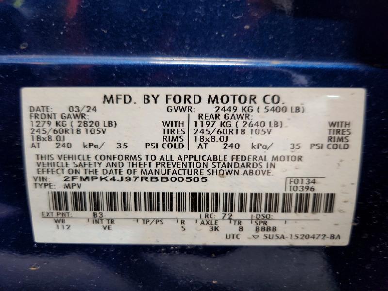 Aukcja sprzedaży 2024 Ford Edge, vin: 2FMPK4J97RBB00505, numer aukcji: 53974756