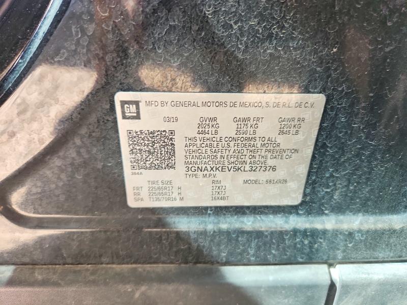 Aukcja sprzedaży 2019 Chevrolet Equinox, vin: 3GNAXKEV5KL327376, numer aukcji: 52437026