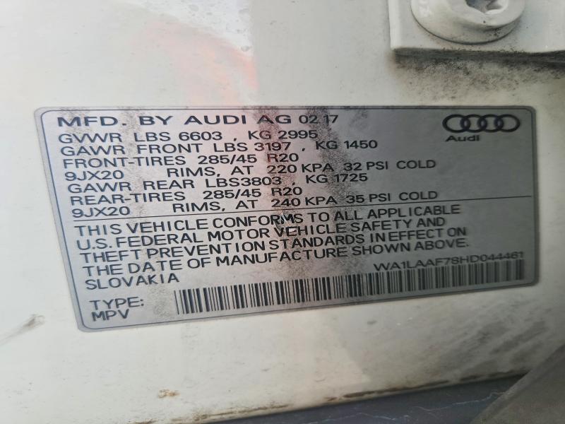 54854216 :رقم المزاد ، WA1LAAF78HD044461 vin ، 2017 Audi Q7 مزاد بيع