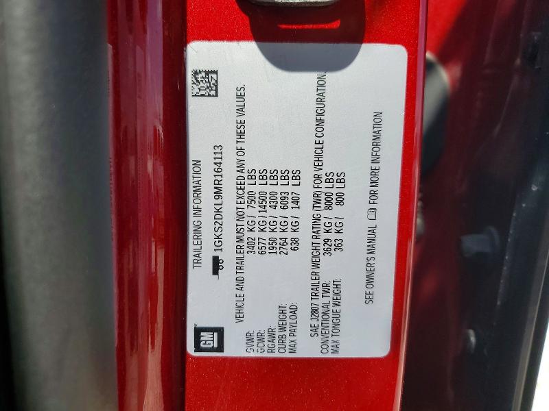 Продажа на аукционе авто 2021 Gmc Yukon, vin: 1GKS2DKL9MR164113, номер лота: 54082516