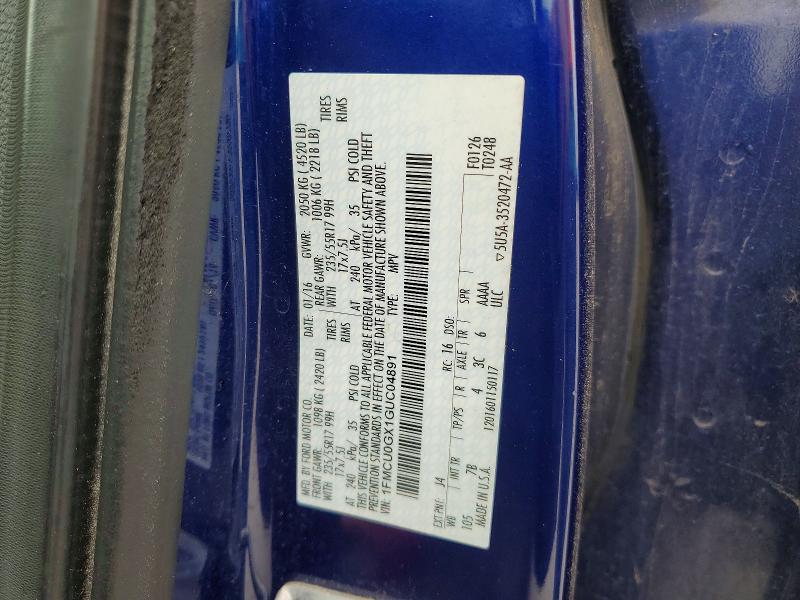 Aukcja sprzedaży 2016 Ford Escape, vin: 1FMCU0GX1GUC04891, numer aukcji: 54621546