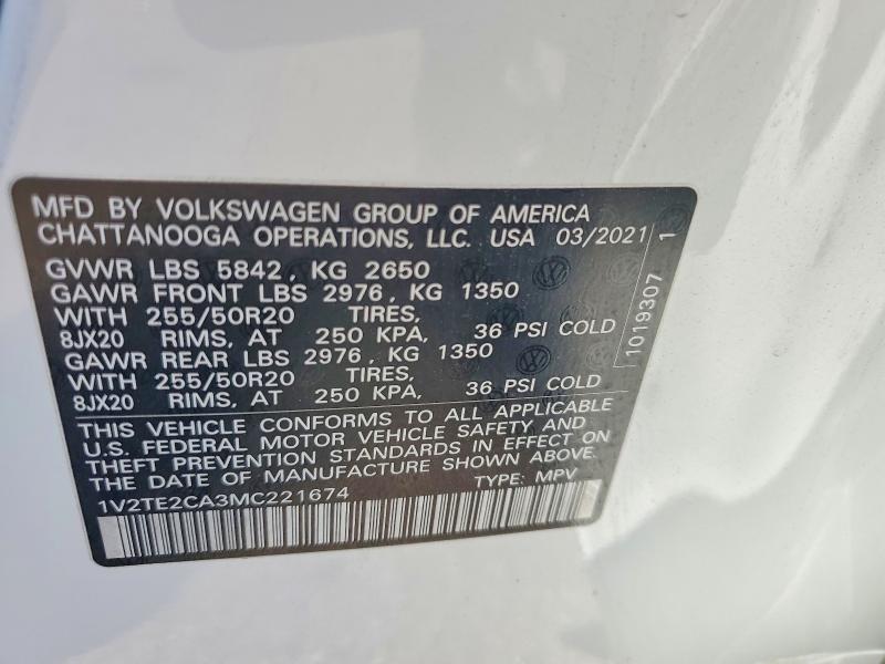 Aukcja sprzedaży 2021 Volkswagen Atlas Cross Sport, vin: 1V2TE2CA3MC221674, numer aukcji: 53777326