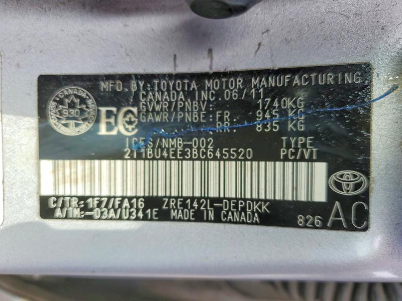 Продажа на аукционе авто 2011 Toyota Corolla, vin: 2T1BU4EE3BC645520, номер лота: 52842006
