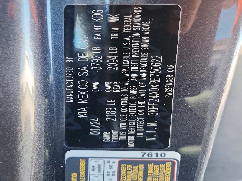 Aukcja sprzedaży 2024 Kia Forte, vin: 3KPF24ADXRE750622, numer aukcji: 53384916