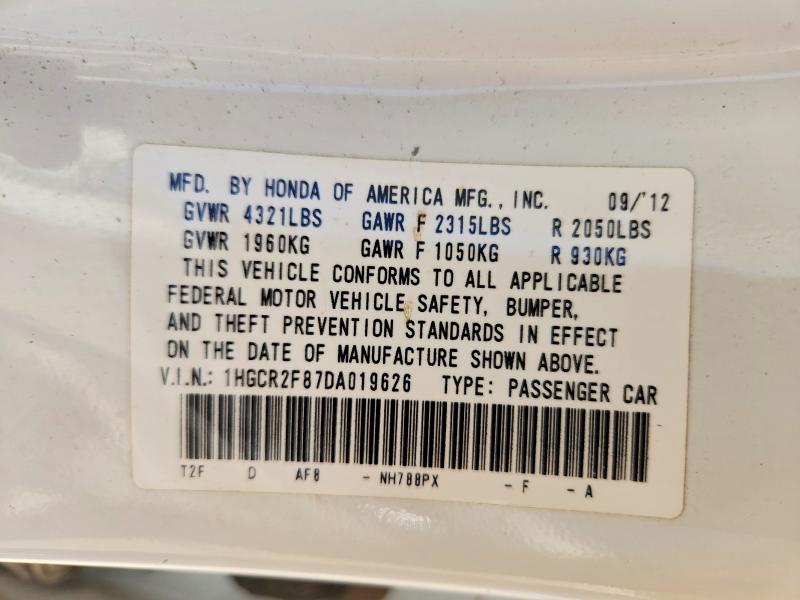 Продажа на аукционе авто 2013 Honda Accord, vin: 1HGCR2F87DA019626, номер лота: 53688616