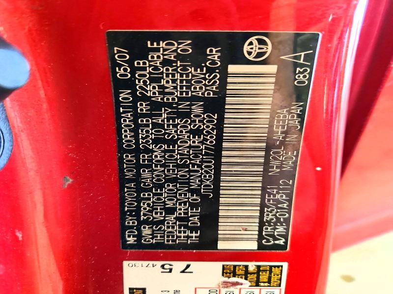 Aukcja sprzedaży 2007 Toyota Prius, vin: JTDKB20U177662902, numer aukcji: 54681536