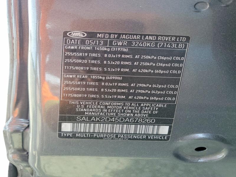 Aukcja sprzedaży 2013 Land Rover Lr4, vin: SALAK2D45DA678260, numer aukcji: 52254316