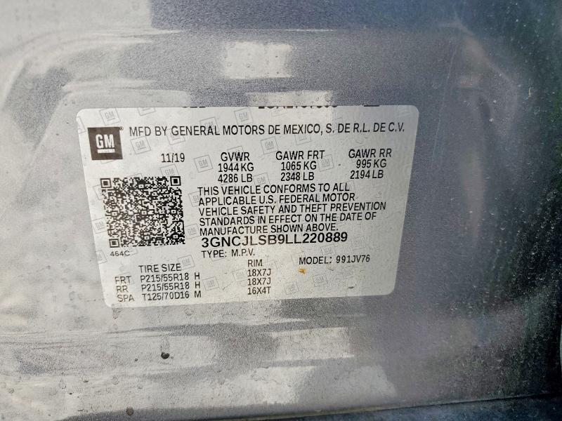 Продажа на аукционе авто 2020 Chevrolet Trax, vin: 3GNCJLSB9LL220889, номер лота: 52233376