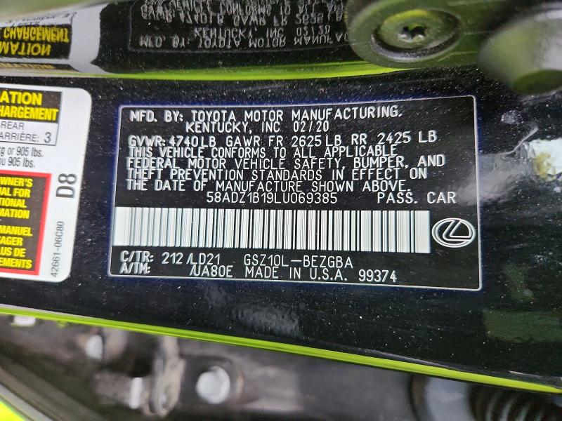 Продажа на аукционе авто 2020 Lexus Es, vin: 58ADZ1B19LU069385, номер лота: 50720356