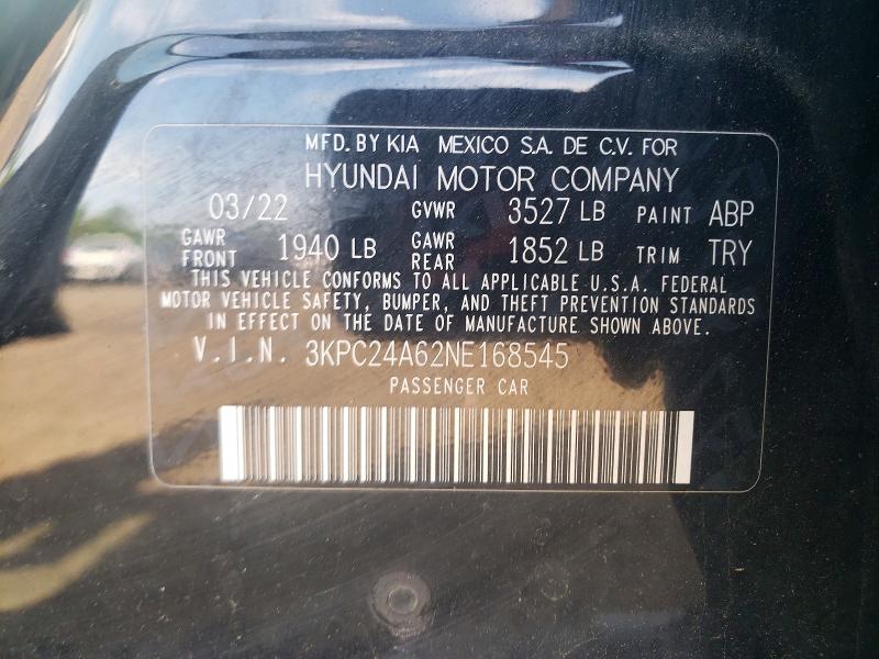 Продажа на аукционе авто 2022 Hyundai Accent, vin: 3KPC24A62NE168545, номер лота: 55041426