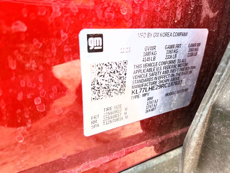 53963846 :رقم المزاد ، KL77LHE29RC187603 vin ، 2024 Chevrolet Trax مزاد بيع