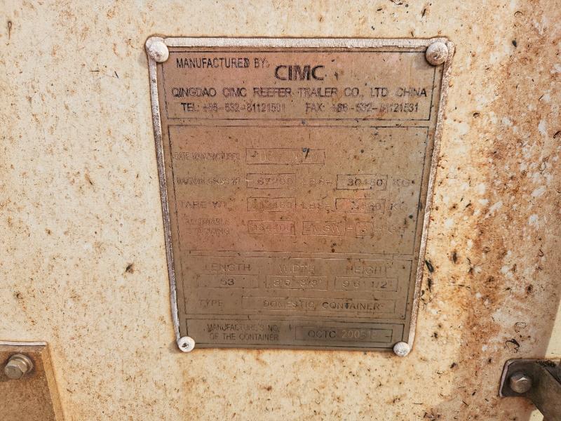 53786096 :رقم المزاد ، QCTC200518 vin ، 2020 Cimc Reefer Trailer Reefer Trl مزاد بيع