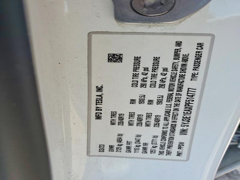Aukcja sprzedaży 2023 Tesla Model 3, vin: 5YJ3E1EAXPF514777, numer aukcji: 52907606