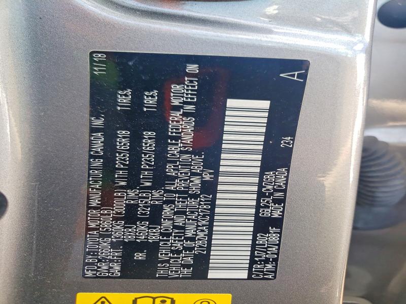 Aukcja sprzedaży 2019 Lexus Rx 350, vin: 2T2BZMCA1KC178112, numer aukcji: 53661346