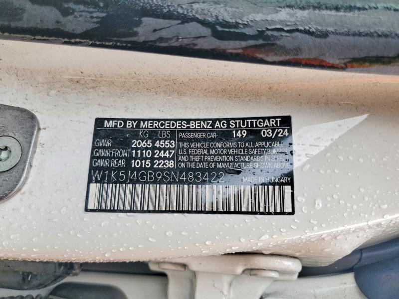 54987756 :رقم المزاد ، W1K5J4GB9SN483422 vin ، 2025 Mercedes-benz Cla مزاد بيع