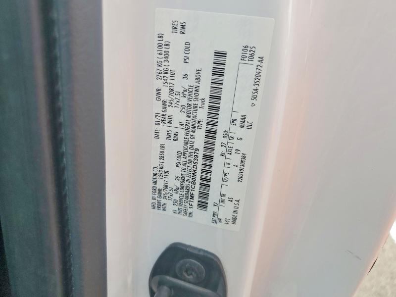 54127686 :رقم المزاد ، 1FTMF1CB0MKD53979 vin ، 2021 Ford F150 مزاد بيع