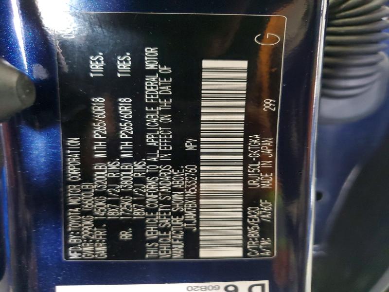 53073126 :رقم المزاد ، JTJAM7BX1N5332760 vin ، 2022 Lexus Gx مزاد بيع