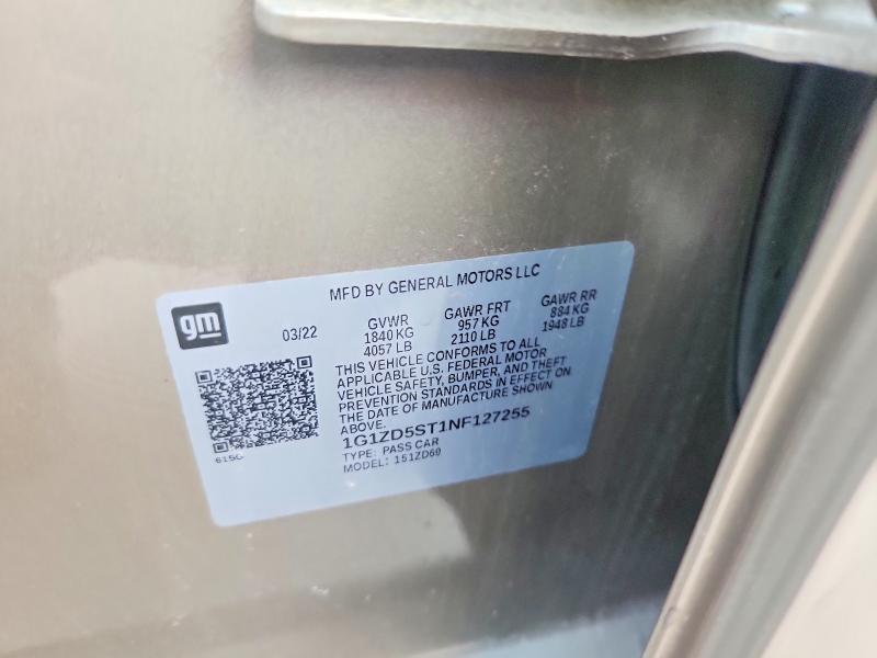 Aukcja sprzedaży 2022 Chevrolet Malibu, vin: 1G1ZD5ST1NF127255, numer aukcji: 54134726