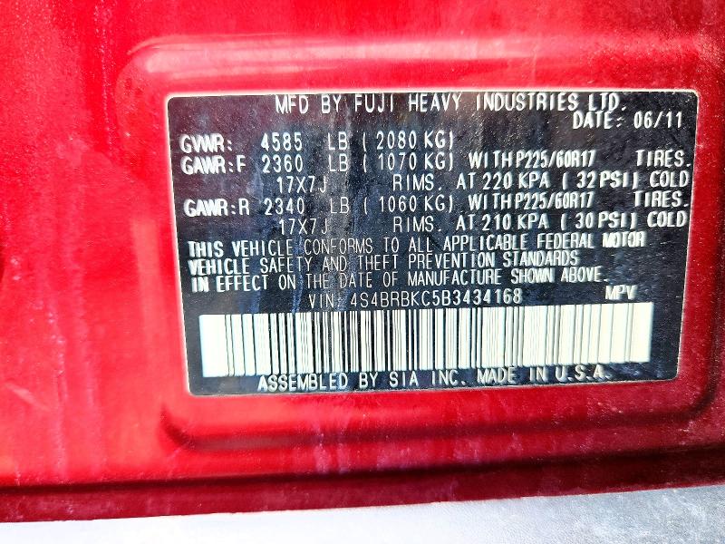 Aukcja sprzedaży 2011 Subaru Outback, vin: 4S4BRBKC5B3434168, numer aukcji: 55182946