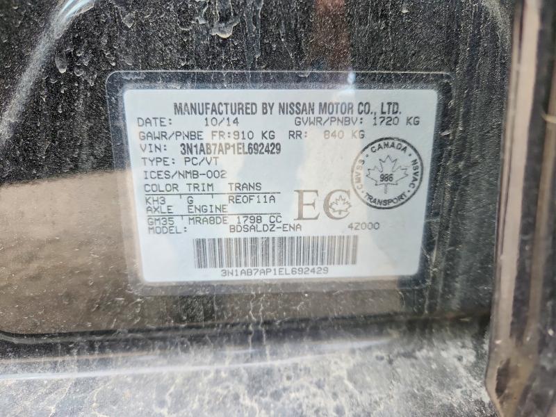 Aukcja sprzedaży 2014 Nissan Sentra, vin: 3N1AB7AP1EL692429, numer aukcji: 54094886