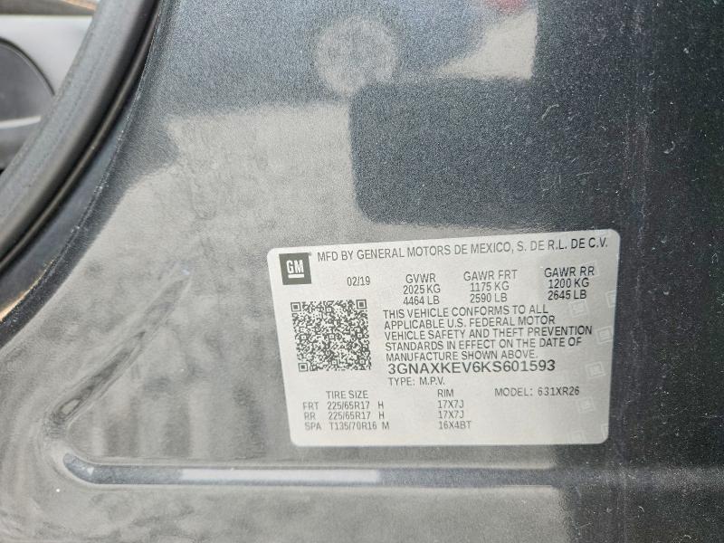 Aukcja sprzedaży 2019 Chevrolet Equinox, vin: 3GNAXKEV6KS601593, numer aukcji: 52197846