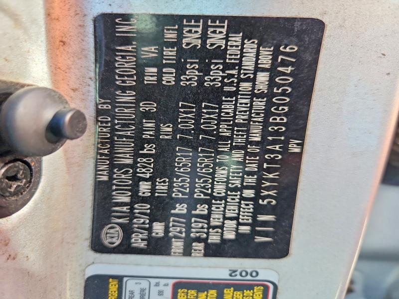 51861216 :رقم المزاد ، 5XYKT3A13BG050476 vin ، 2011 Kia Sorento مزاد بيع