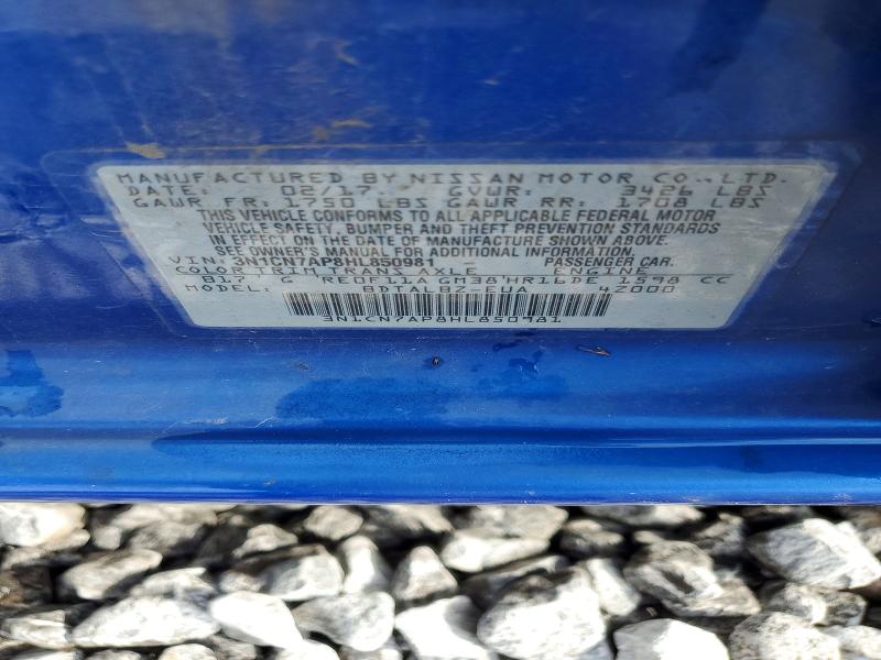 2017 Nissan Versa მანქანა იყიდება აუქციონზე, vin: 3N1CN7AP8HL850981, აუქციონის ნომერი: 54842656