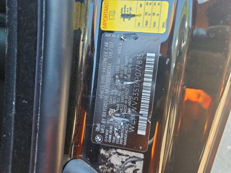 Продажа на аукционе авто 2007 Bmw 328, vin: WBAWV53517P077815, номер лота: 53954946