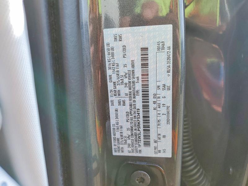 51915286 :رقم المزاد ، 1FTEW3LP5RKF53419 vin ، 2024 Ford F150 مزاد بيع