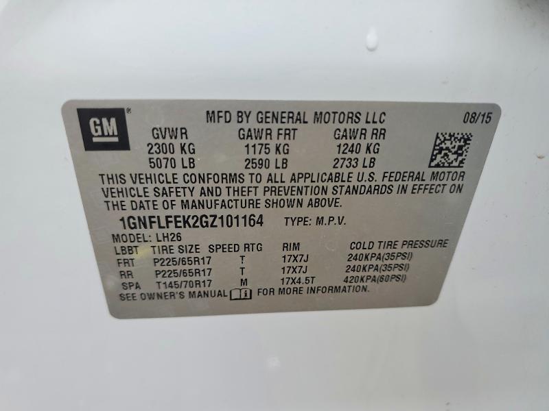 2016 Chevrolet Equinox მანქანა იყიდება აუქციონზე, vin: 1GNFLFEK2GZ101164, აუქციონის ნომერი: 52399486