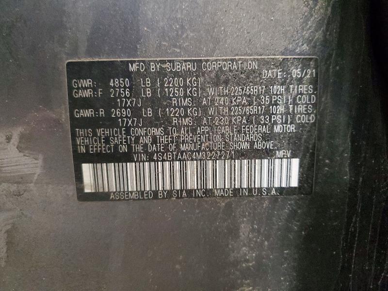 Продажа на аукционе авто 2021 Subaru Outback, vin: 4S4BTAAC4M3227271, номер лота: 52531256