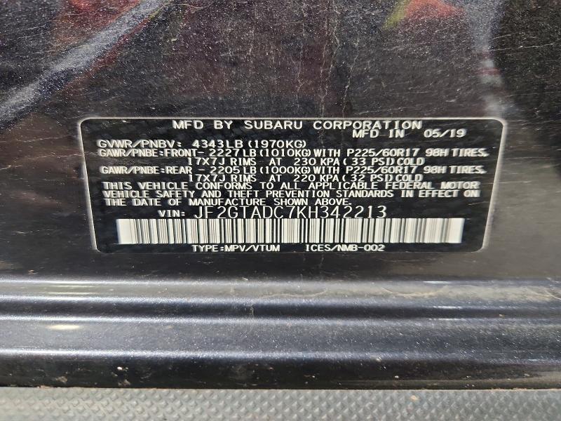 Aukcja sprzedaży 2019 Subaru Crosstrek, vin: JF2GTADC7KH342213, numer aukcji: 53463176