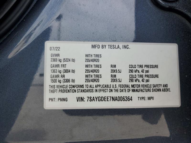 Продаж на аукціоні авто 2022 Tesla Model Y, vin: 7SAYGDEE7NA006364, номер лоту: 54867136