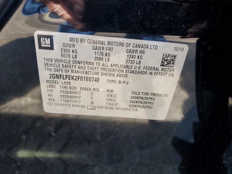 54674816 :رقم المزاد ، 2GNFLFEK2F6180748 vin ، 2015 Chevrolet Equinox مزاد بيع