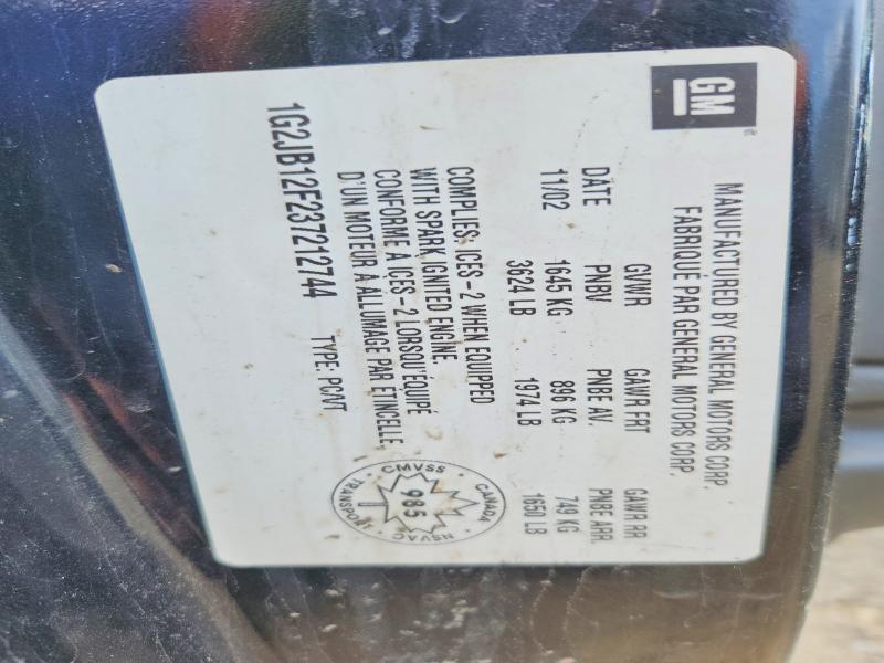 53935996 :رقم المزاد ، 1G2JB12F237212744 vin ، 2003 Pontiac Sunfire مزاد بيع