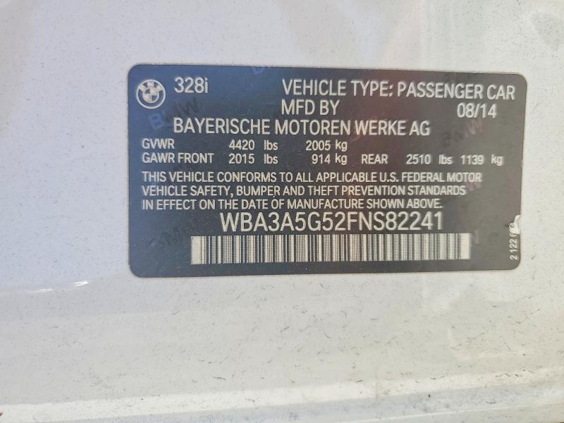 Продажа на аукционе авто 2015 Bmw 328, vin: WBA3A5G52FNS82241, номер лота: 52148856