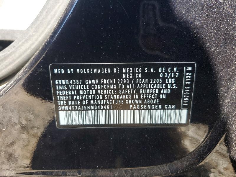 Aukcja sprzedaży 2017 Volkswagen Jetta, vin: 3VW4T7AJ5HM349461, numer aukcji: 52829216