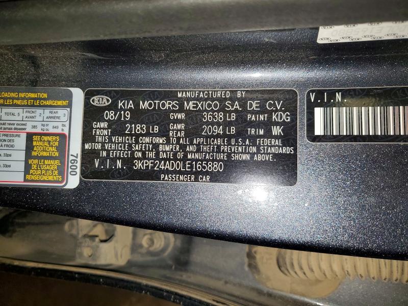Продаж на аукціоні авто 2020 Kia Forte, vin: 3KPF24AD0LE165880, номер лоту: 52264596