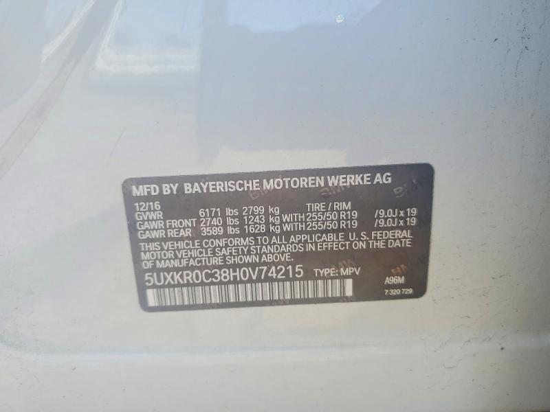 2017 Bmw X5 მანქანა იყიდება აუქციონზე, vin: 5UXKR0C38H0V74215, აუქციონის ნომერი: 52148266