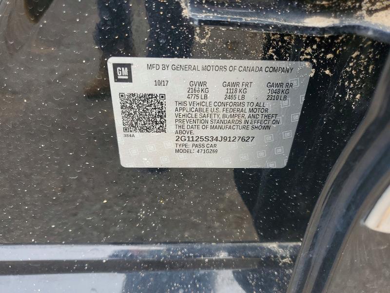 52767306 :رقم المزاد ، 2G1125S34J9127627 vin ، 2018 Chevrolet Impala مزاد بيع