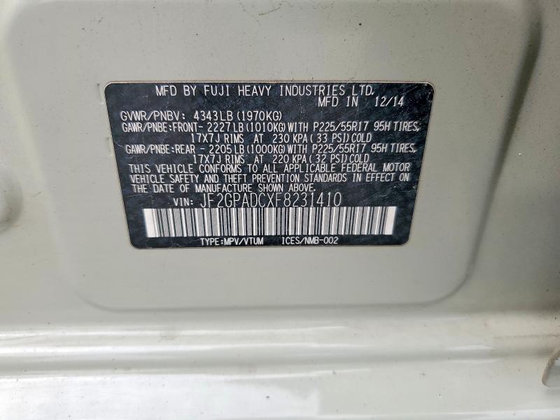 54828106 :رقم المزاد ، JF2GPADCXF8231410 vin ، 2015 Subaru Xv Crosstrek مزاد بيع