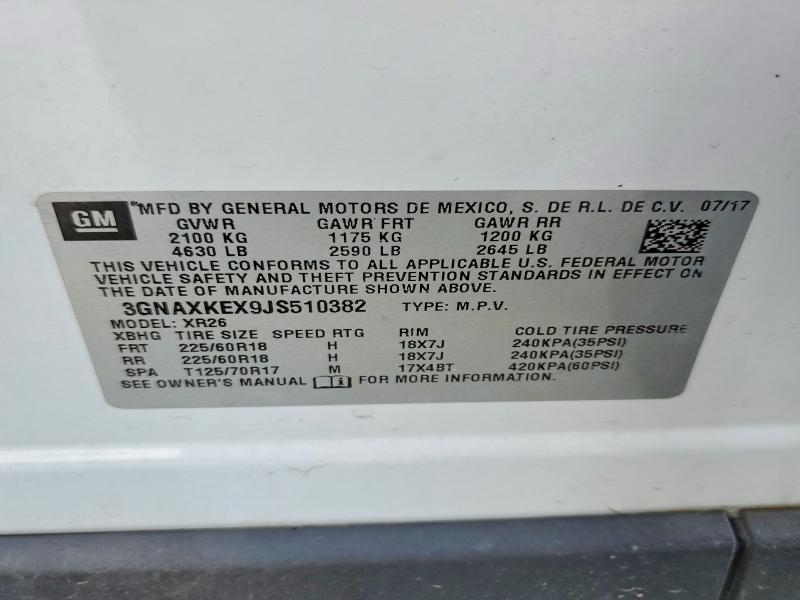 Продаж на аукціоні авто 2018 Chevrolet Equinox, vin: 3GNAXKEX9JS510382, номер лоту: 55255676