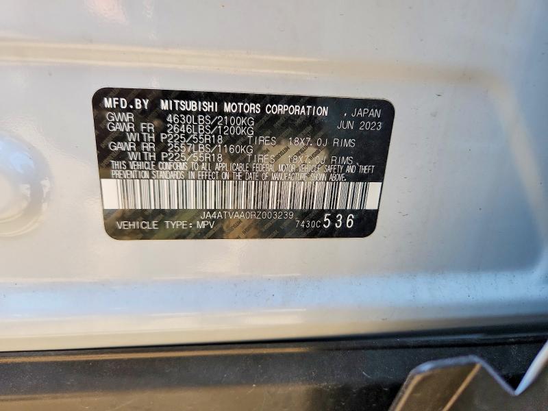 2024 Mitsubishi Eclipse Cross მანქანა იყიდება აუქციონზე, vin: JA4ATVAA0RZ003239, აუქციონის ნომერი: 54834206